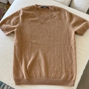 Quince Mongolian Cashmere Crewneck Tee Sweater in Camel M